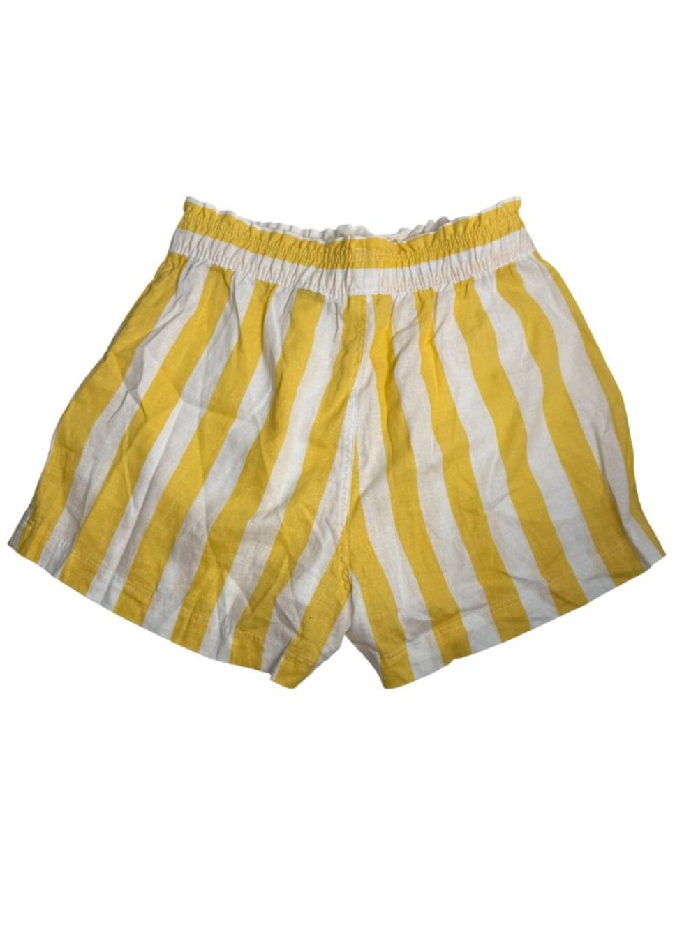 H&M Linen Rayon Blend Striped Pull On Shorts Yellow White Small Coastal Preppy - Picture 4 of 7